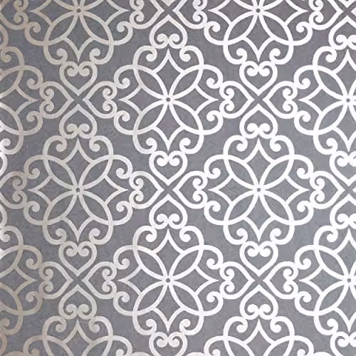 Arthouse Ornate Motif Charcoal and Rose Gold Wallpaper with Metallic Design on Matt Grey Background, W: 53 cm, L: 1005 cm