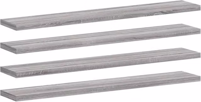 Berkfield Home Wall Mounted Shelves, 4 Piece Set, Grey, W: 60 cm, D: 10 cm, H: 1.5 cm