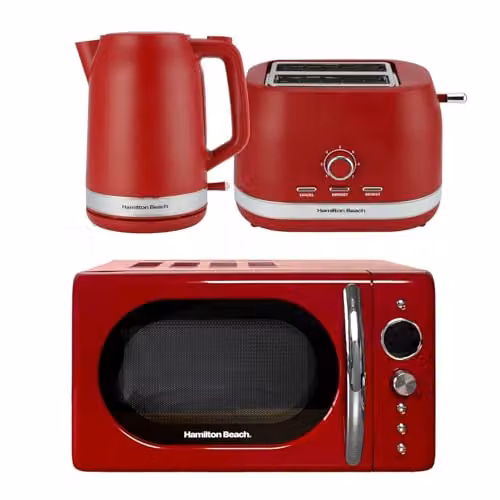 Hamilton Beach Ella Red Kettle, Toaster and Microwave Set – 4