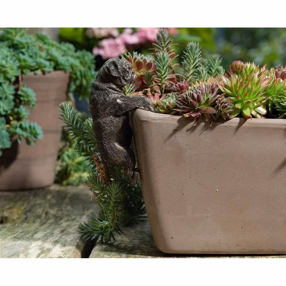 Jardinopia Pug Animal Plant Pot Hanger, Bronze, W: 4.5 cm, D: 10.5 cm, H: 6 cm – 7