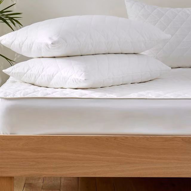 Martex Naturals White Cotton Quilted Mattress and Pillow Protector Set, W/D/H: 200 x 200 cm