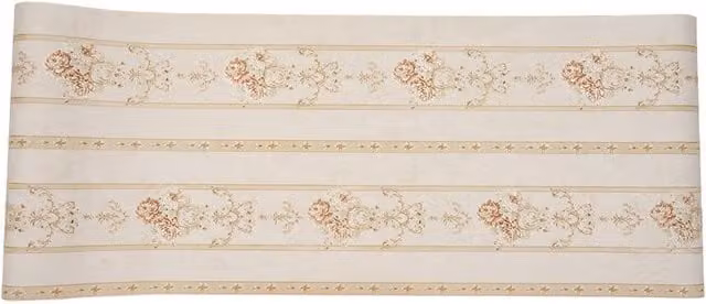 Living and Home Floral and Botanical Vintage Wallpaper with Horizontal Stripes in Light Beige