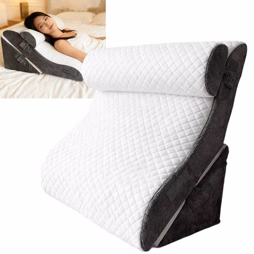 VOGREX 10-in-1 White Memory Foam Wedge Support Pillow for Back, Knee and Neck Support – 2