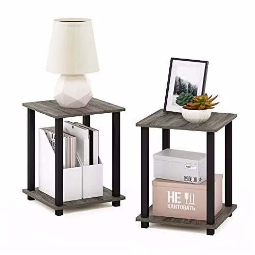Furinno SIMPLISTIC Set of 2 Two-Tier Side Tables in French Oak – 1