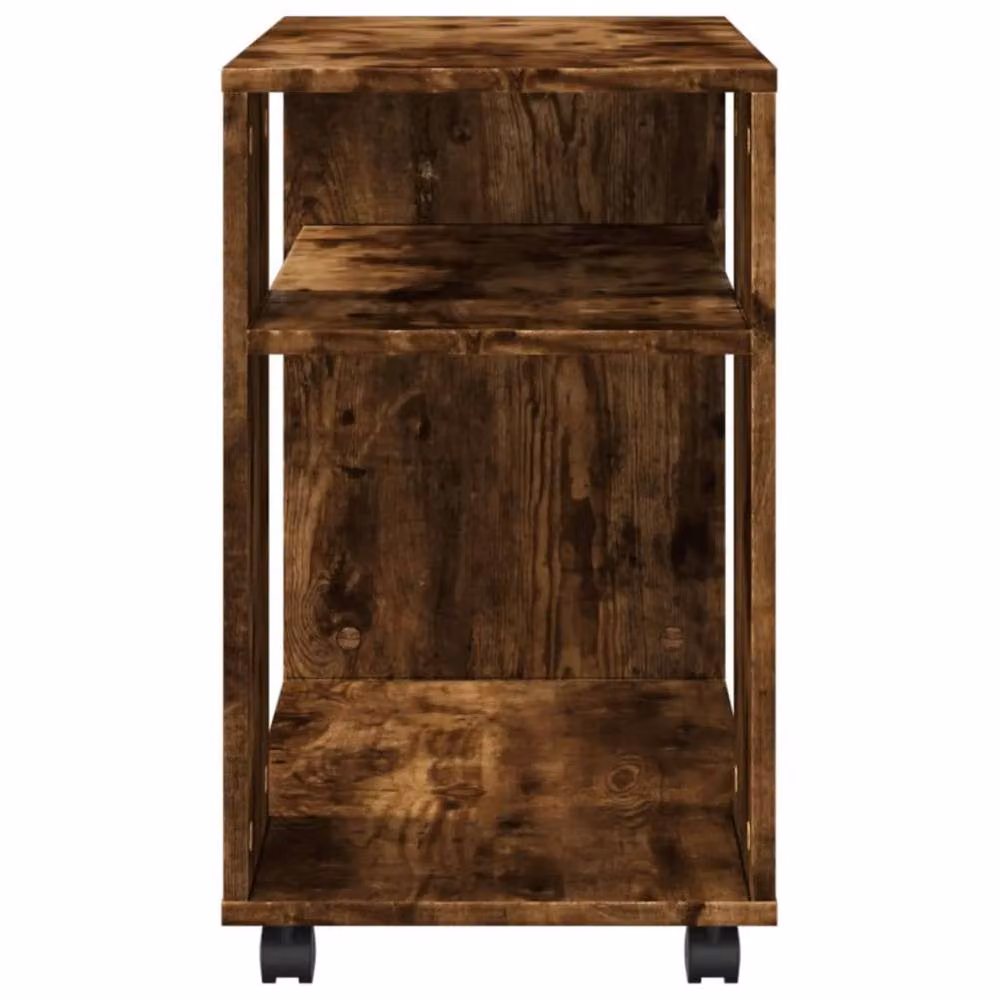 Berkfield Home Smoked Oak Side Table with Castors, Brown, W: 70 cm, D: 35 cm, H: 60 cm – 6