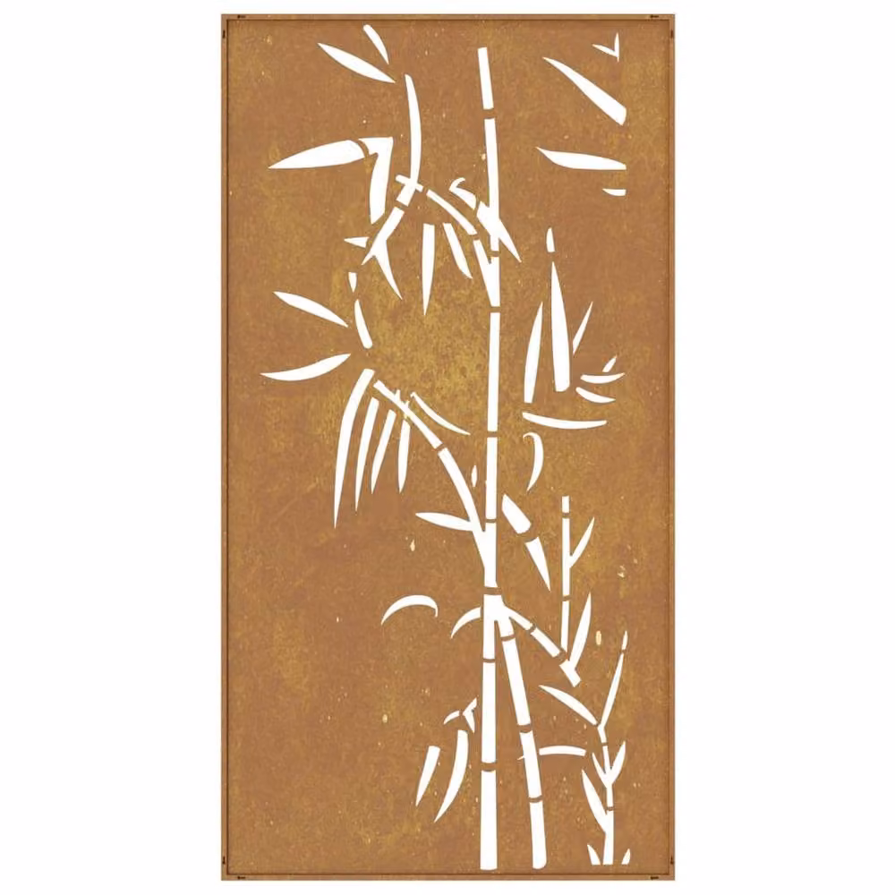 Berkfield Home Garden Wall Decoration, Brown Corten Steel Bamboo Design, W: 105 cm, H: 55 cm
