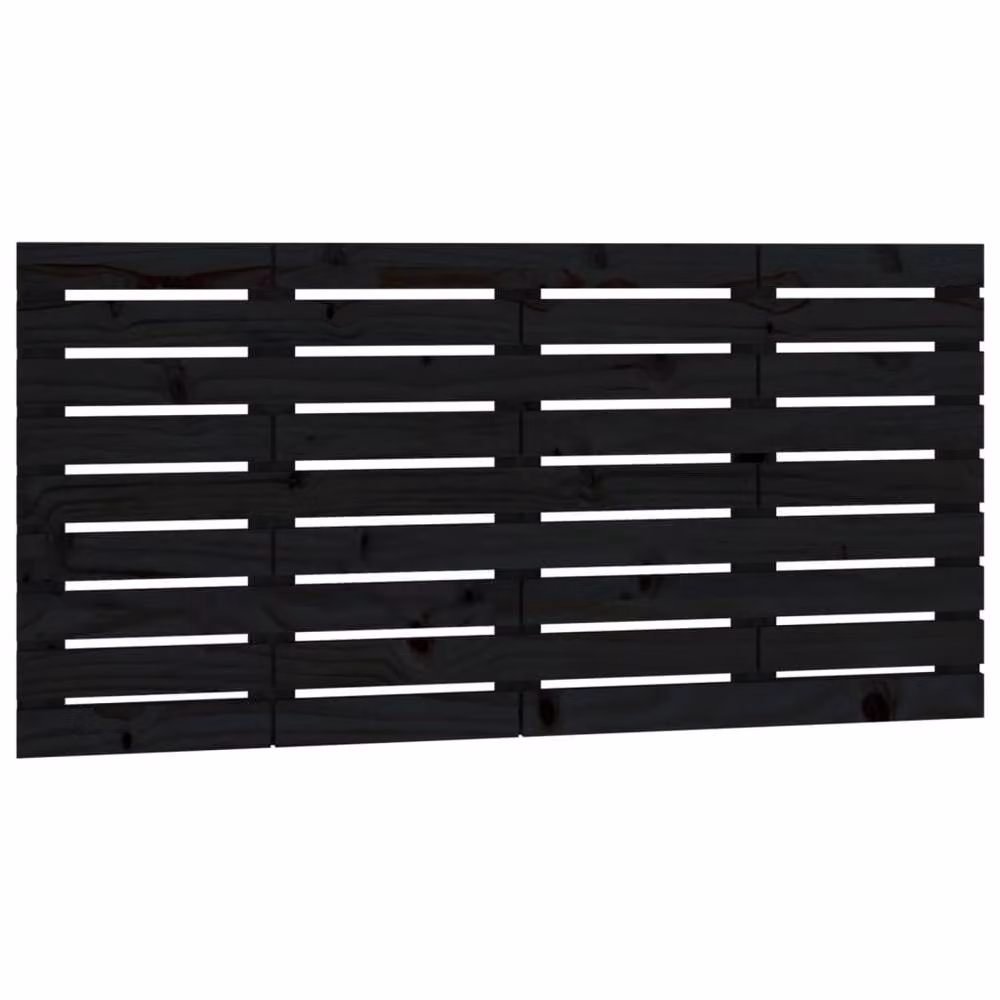 Berkfield Home Black Solid Wood Pine Wall Headboard W: 146 cm, D: 3 cm, H: 63 cm – 3