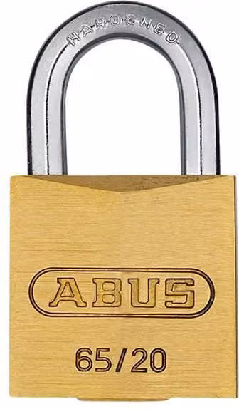 ABUS 6203 Brass Padlock with Key, Yellow/Gold, W/D/H: 34 x 27 x 20 mm – 1
