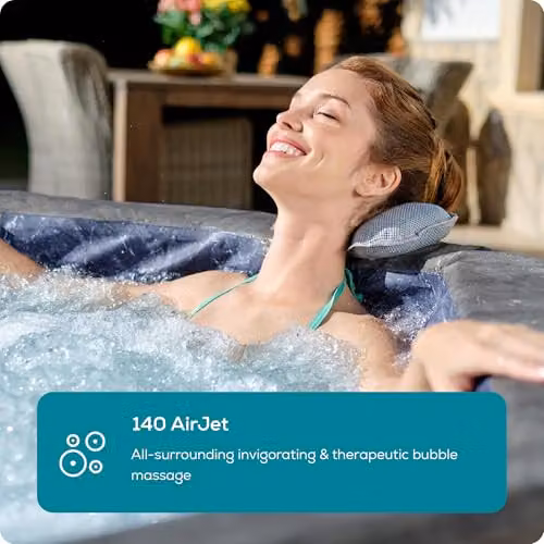 Lay-Z-Spa Carrara Grey Inflatable Round Hot Tub for 4-6 People with Wifi App Control – 5