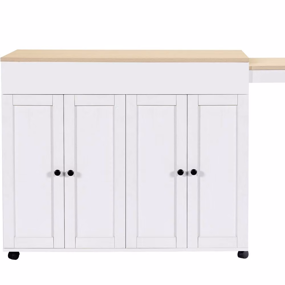 Matteo Modern Extendable Bar Dining Table with Storage and Shelves in White and Grey – 2