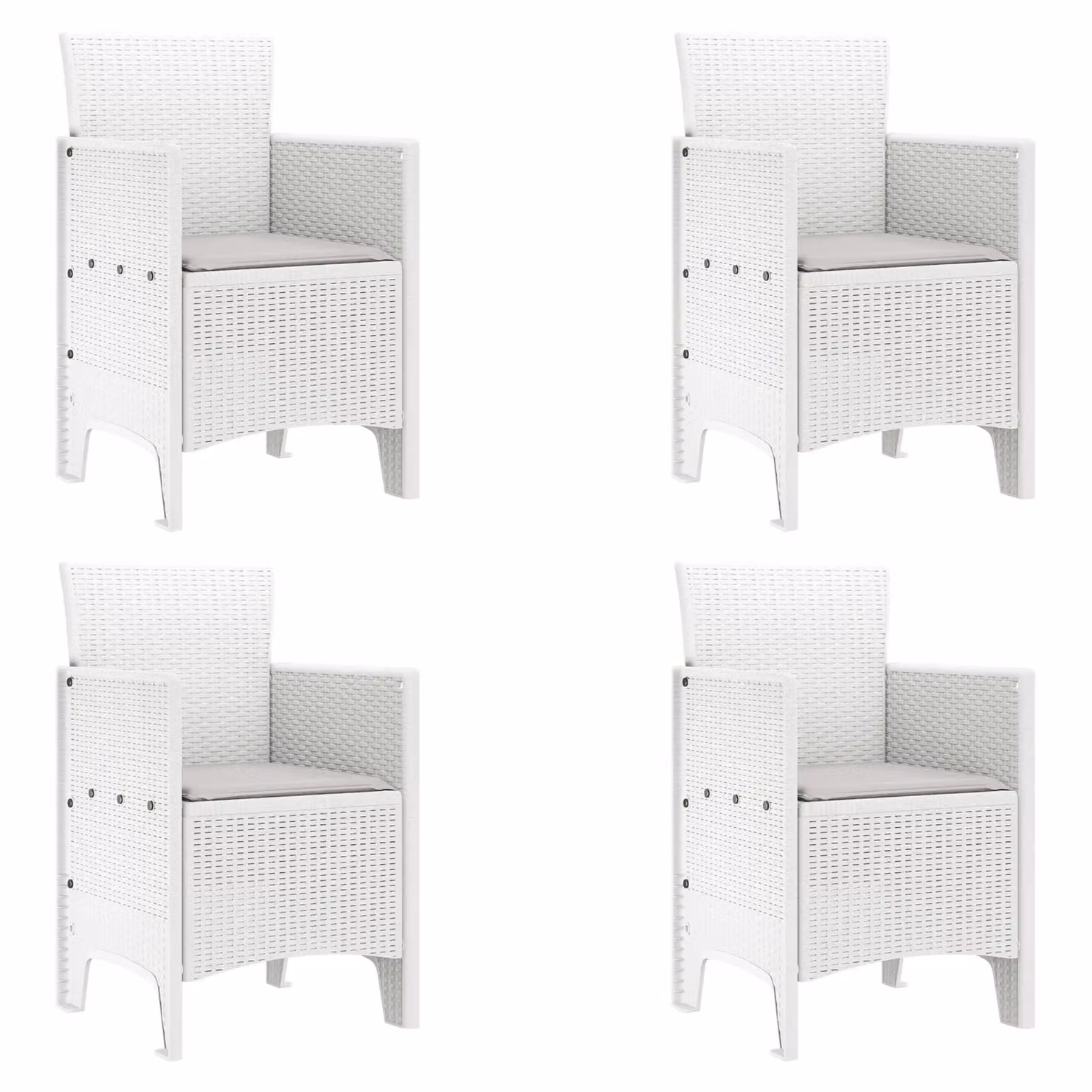 Berkfield Home Set of 4 Modern White Rattan Garden Chairs – 2