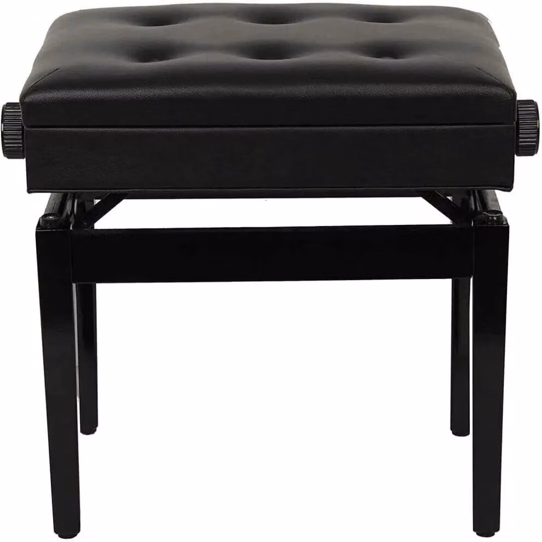 Hinsinc Height Adjustable Wooden Piano Stool with Black Synthetic Leather Cushion – 7