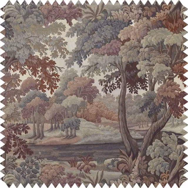 House of Hackney Plantasia Cotton Linen Fabric in Tobacco Brown and Multicolour