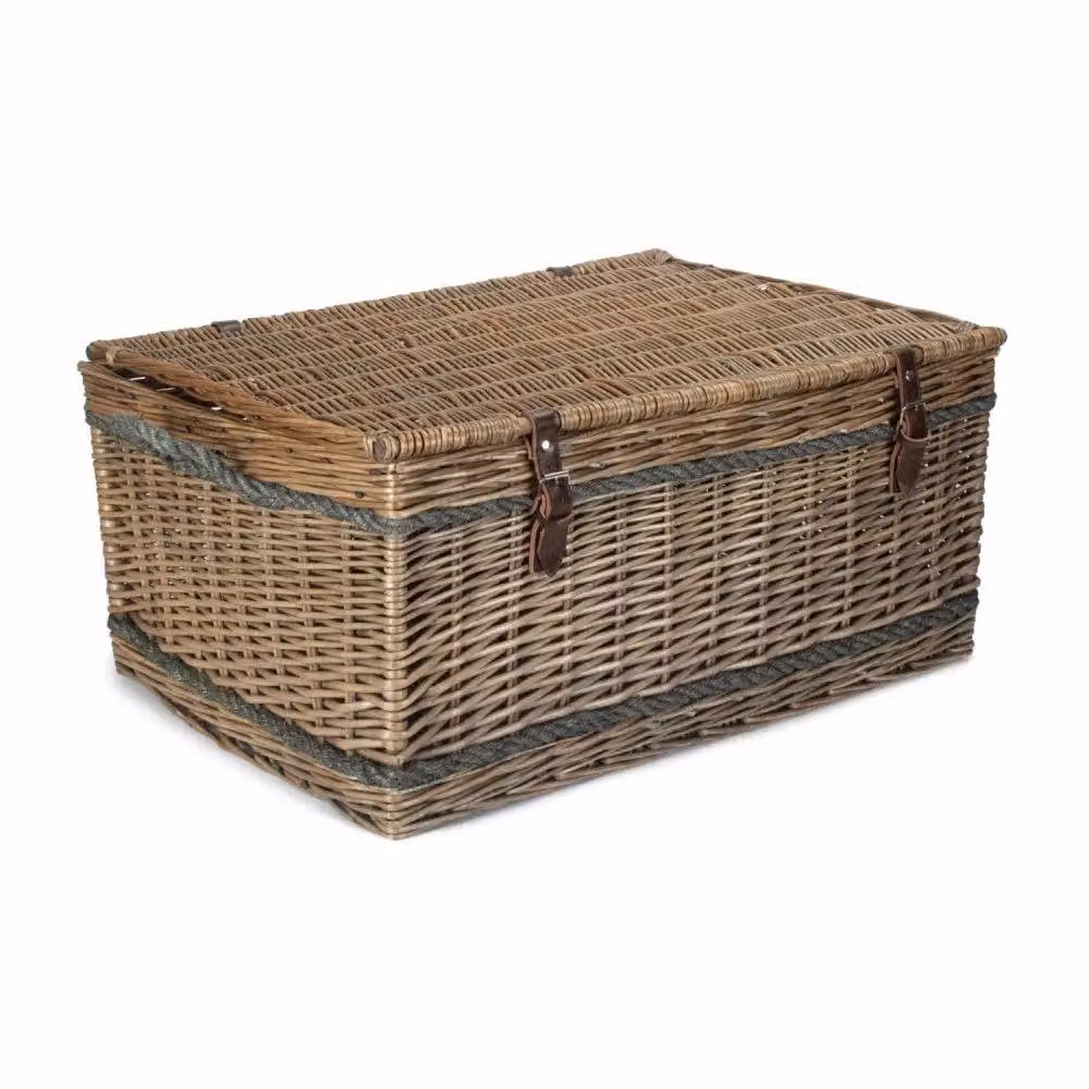 Red Hamper Antique Wash Picnic Basket with Rope Handles in Brown and Red, W/D/H: 72 x 50 x 34 cm – 2