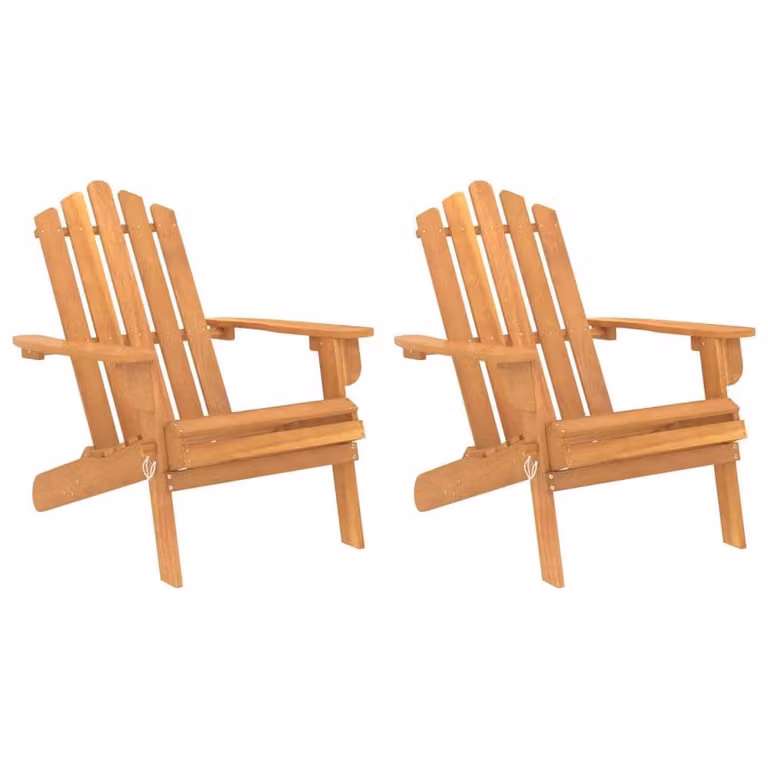 Berkfield Home Garden Set of 2 Brown Acacia Solid Wood Adirondack Chairs