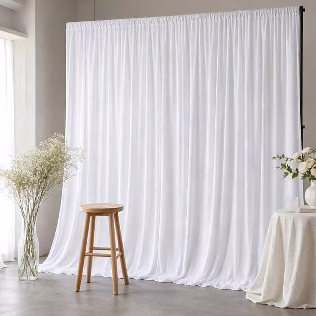 EONLION White Backdrop Curtain Fabric Panels, 4 Pack, Width: 100 cm