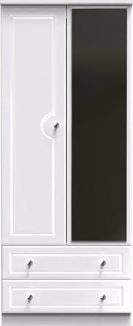 Ready Assembled 2 U Stratford White Glossy 2 Door 2 Drawer Mirrored Wardrobe – 1