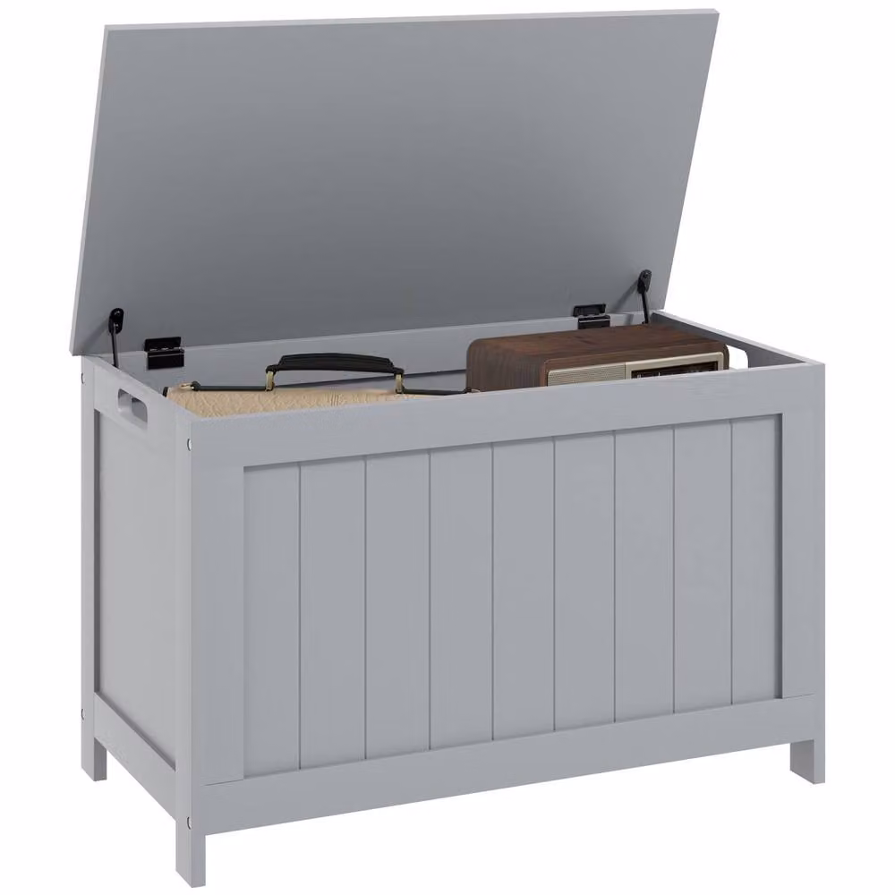 Wyld Haus Halumo Grey Wooden Panelled Blanket Storage Chest W/D/H: 40 x 48 x 40 cm – 2