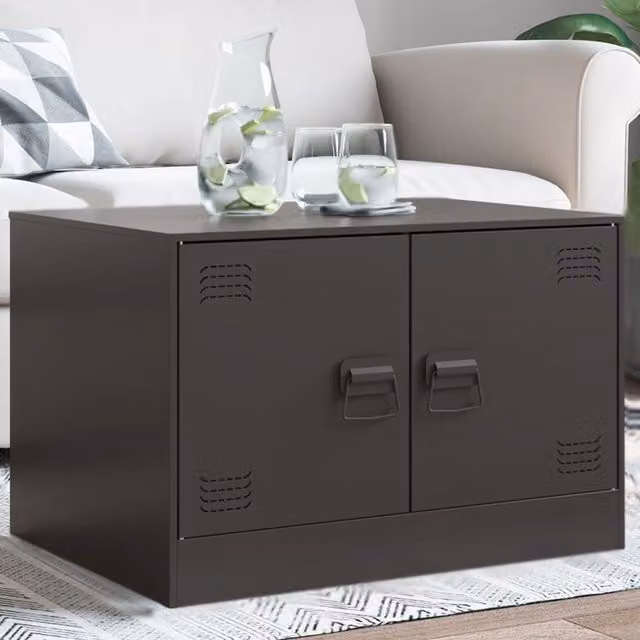Berkfield Home Black Metal Coffee Table W: 67 cm, D: 50 cm, H: 44 cm – 1