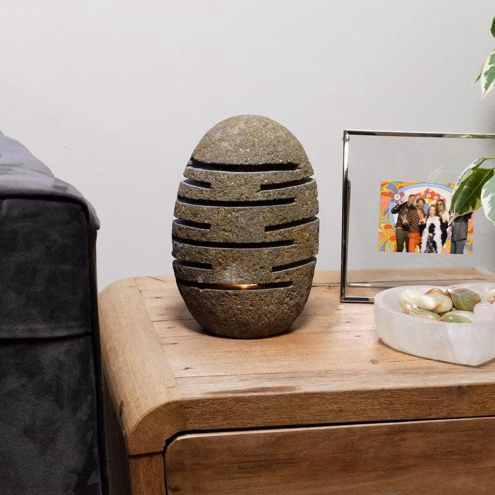 Serenityy Natural Riverstone Candle Holder, Beige Standing Stone Cut, W/D/H: 10 x 13 x 22 cm – 4