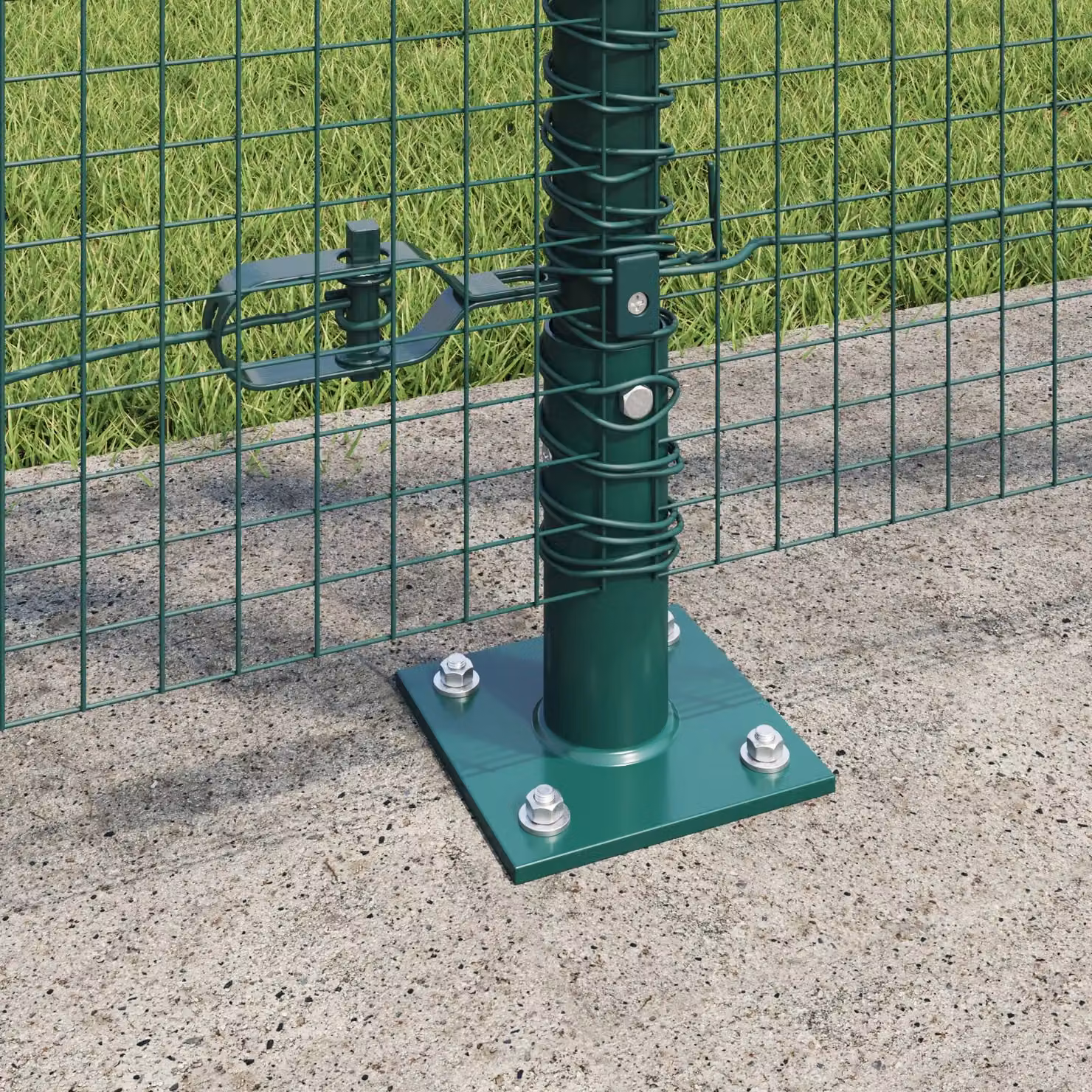 Berkfield Home Green Steel Welded Wire Fence with 13 Flanged Posts, W: 120 cm, L: 25 m – 3
