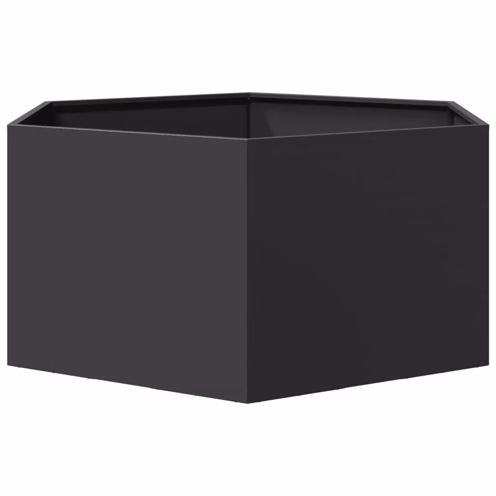 Berkfield Black Hexagon Steel Garden Planter W: 104 cm, D: 90 cm, H: 45 cm – 4