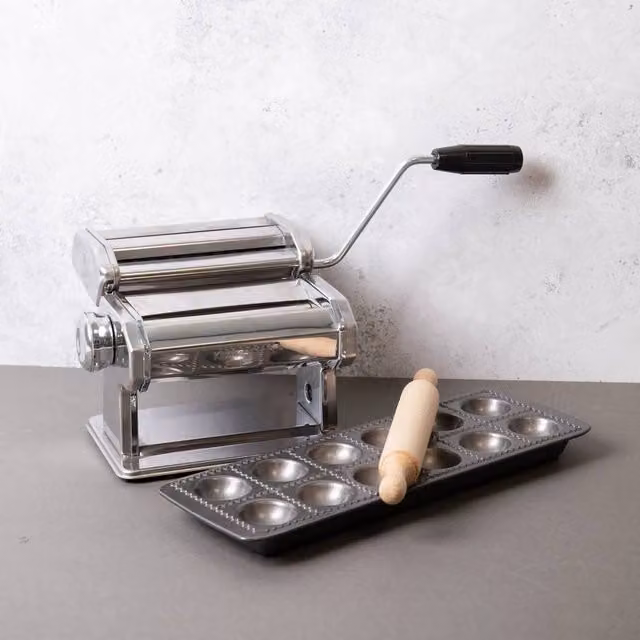 KitchenCraft 3-Piece Stainless Steel Pasta Making Set in Metallic Silver for Tagliatelle, Fettuccine and Ravioli