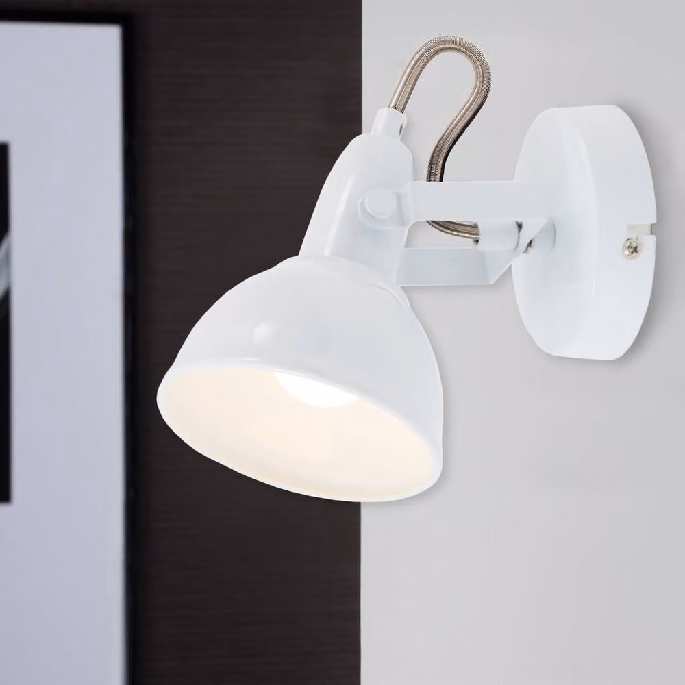 Briloner White Industrial Metal Wall Light Spotlight with Adjustable E14 Socket – 4