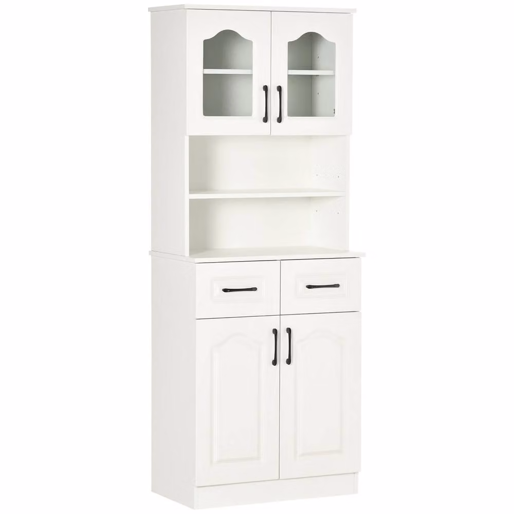 Wyld Haus Reluta Tafa White Tall Kitchen Cupboard with Glass Doors and Adjustable Shelves, Height: 168 cm – 2