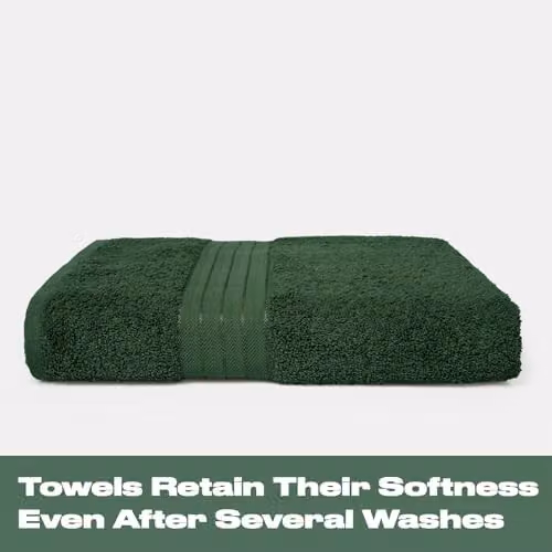 OHS Luxury Cotton Terry Hand Towel with Border, Green, W/D/H: 50 x 50 x 0.5 cm – 5