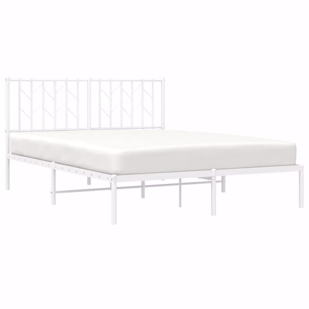 Berkfield Home Metal Bed Frame with Headboard, White, W/D/H: 140 x 200 cm – 3