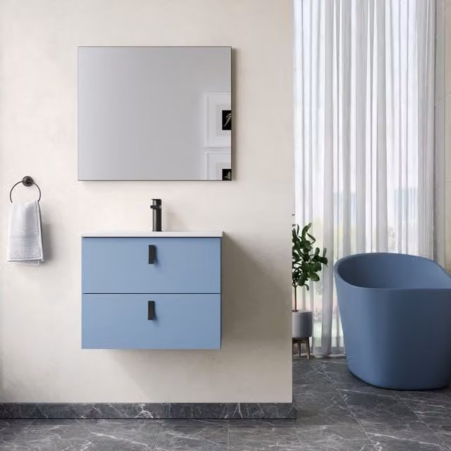 Banyetti Invicta 600mm Wall Hung Vanity with Lira Basin in Powder Blue – 1