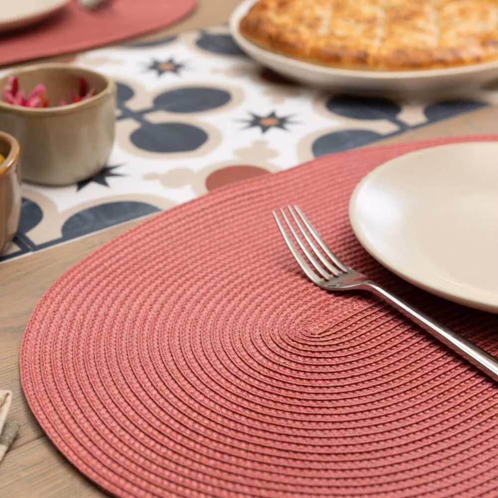 D-C-Fix Wipe Clean Woven Oval Placemats in Mineral Red, 6 Pack – 3