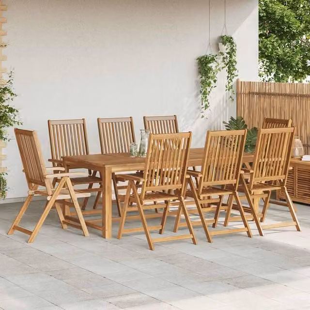 Berkfield Home Set of 8 Folding Garden Chairs in Brown Oiled Solid Acacia Wood