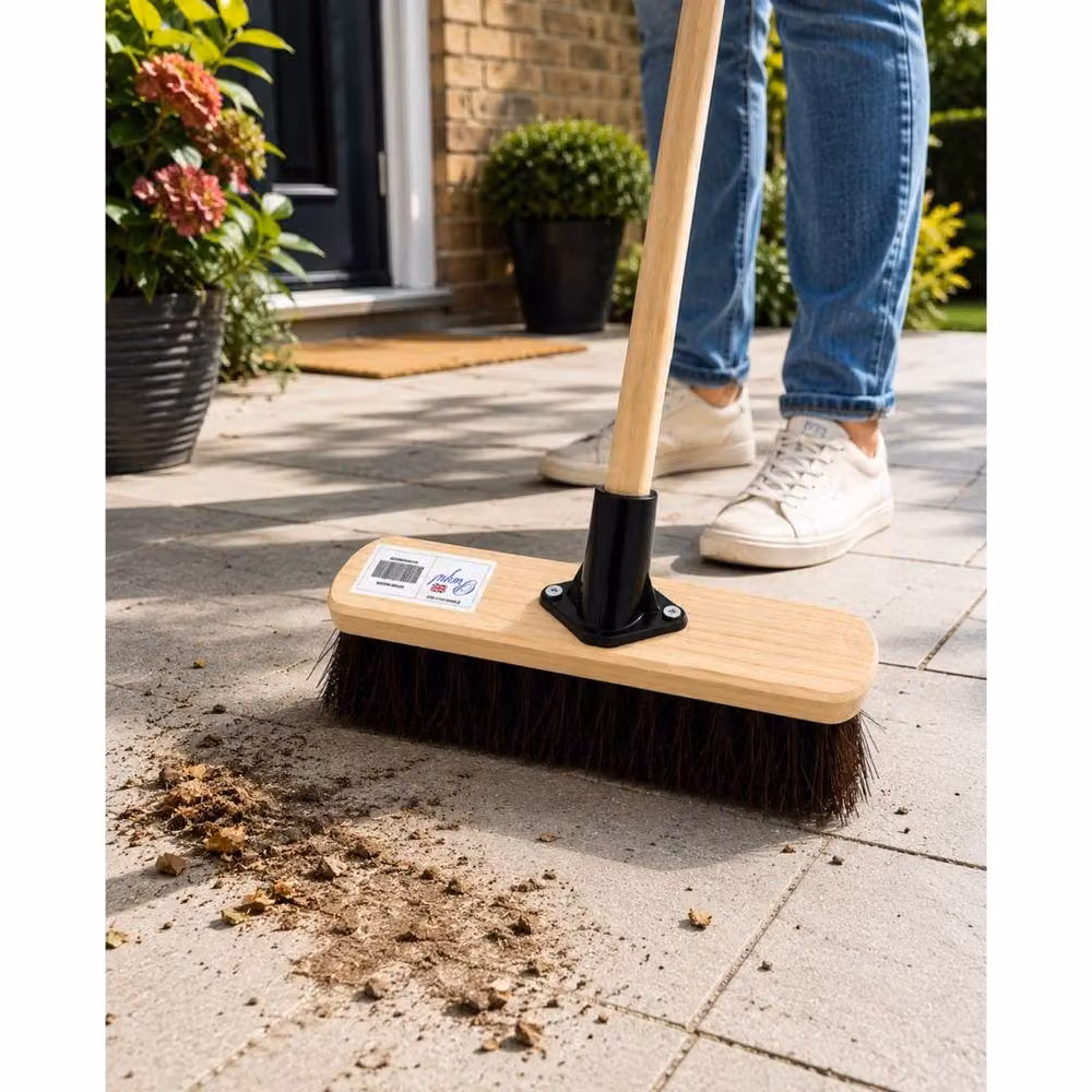 PAWNORA Outdoor Yard Broom with Stiff Hard Bristles in Beige – 4