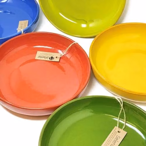 Verano Spanish Ceramics Selena Glaze Hand Dipped Ceramic Serving Bowl, Lime Green, Diameter: 30 cm – 1