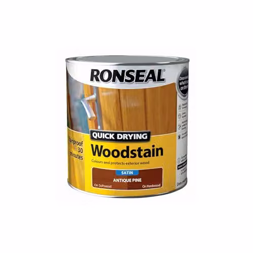Ronseal Quick Drying Woodstain Antique Pine Satin Brown 2.5L – 2