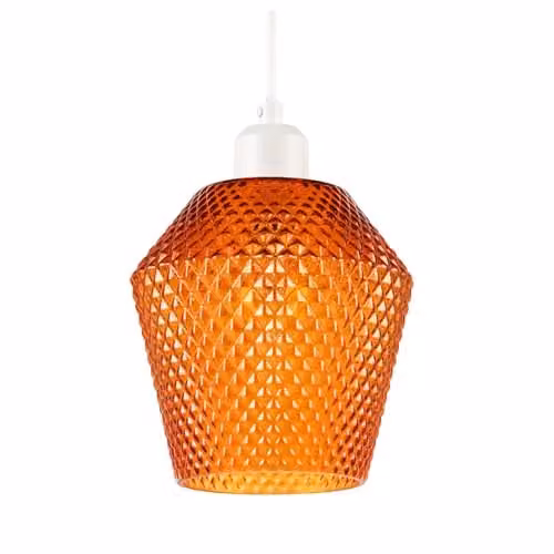 Happy Homewares Modern Orange Glass Diamond Design Pendant Lamp Shade, W/D/H: 17 x 17 x 17 cm – 1