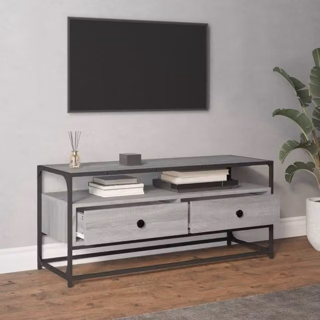 Berkfield Home Grey Sonoma TV Cabinet in Engineered Wood W/D/H: 100 x 35 x 45 cm – 1