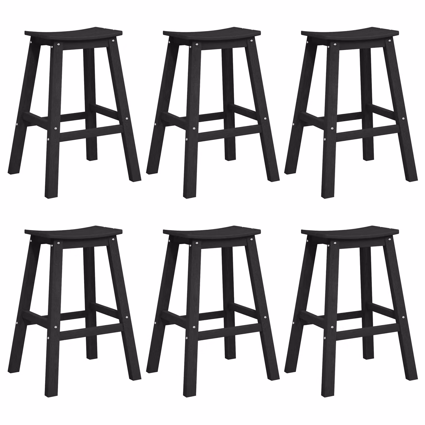 Berkfield Home Set of 9 Modern Black HDPE Bar Stools – 2