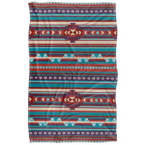 JQ Licensing Southwest Turquoise Pattern Silky Touch Super Soft Fleece Throw Blanket, W/D/H: 91 x 147 cm