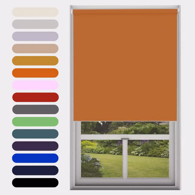 Caecus Blackout Roller Blind in Orange, UV Resistant and Thermal Insulating, Width: 120 cm, Drop: 160 cm – 2