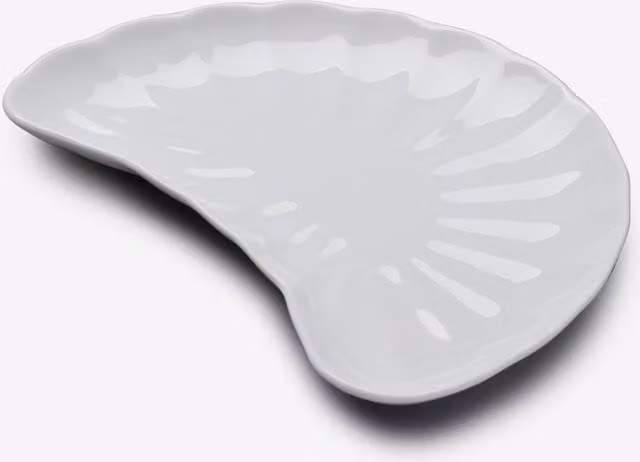 WM Bartleet & Sons White Porcelain Crescent Shaped Ribbed Side Plate