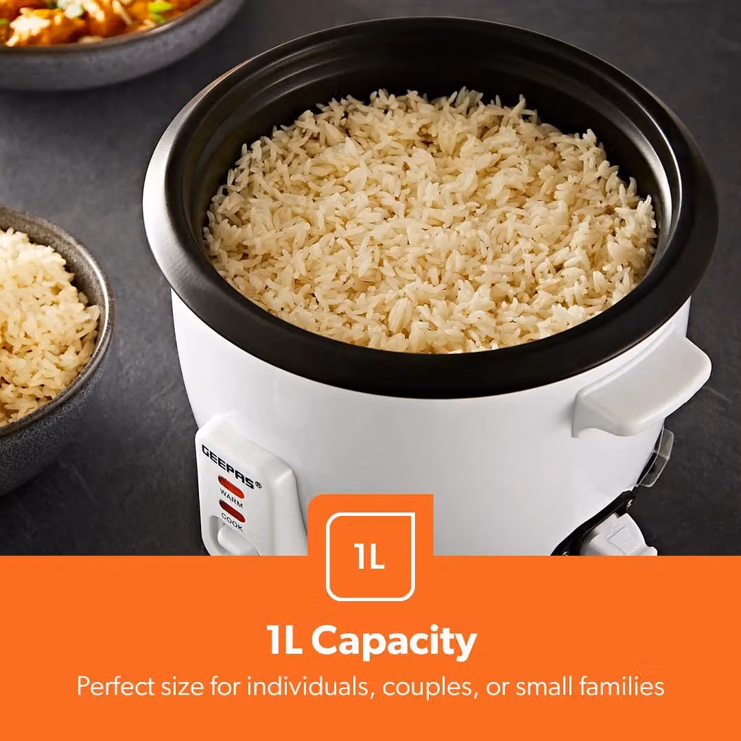 Geepas 1L Rice Cooker and Steamer with Keep Warm Function in White – 5