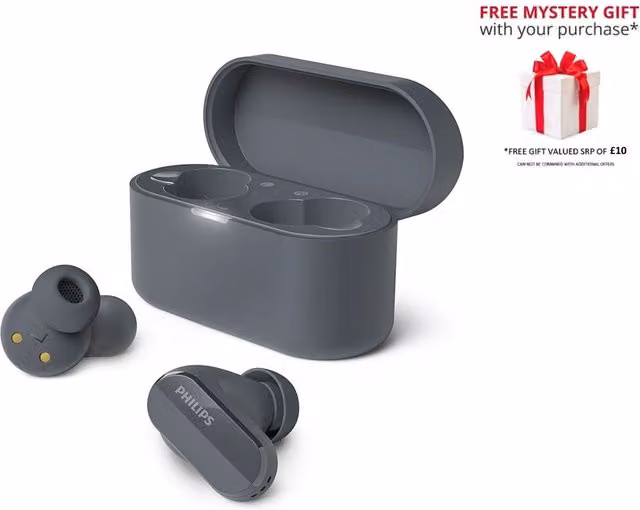 Philips True Wireless Bluetooth Noise Cancelling In-Ear Headphones - Black and Grey