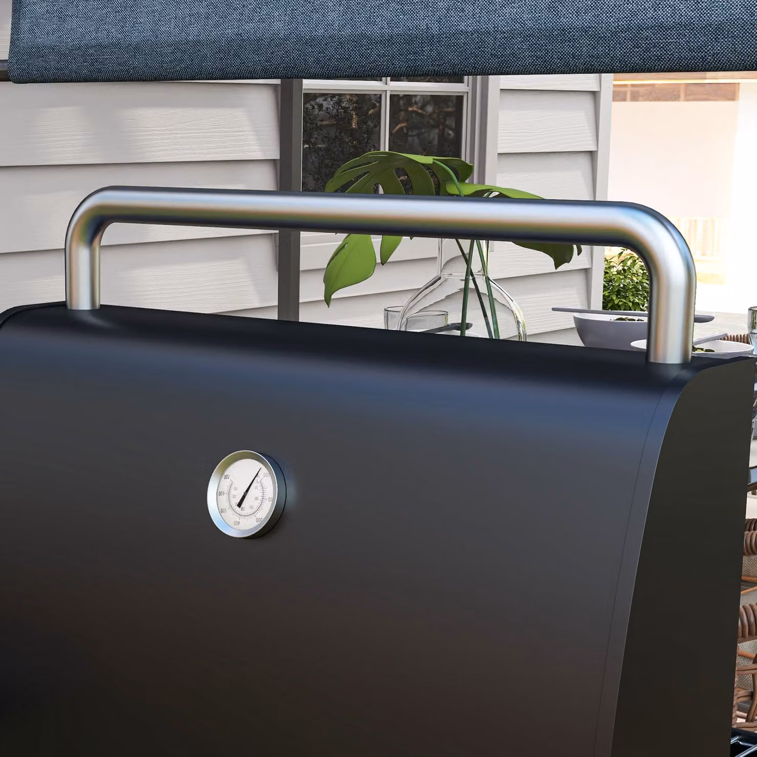 Outsunny Charcoal Barbecue Grill Trolley with Shelves and Thermometer, Black, W/D/H: 83 x 115 x 115 cm – 8
