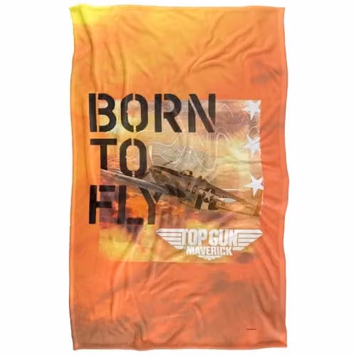 Paramount Top Gun: Maverick Born To Fly Super Soft Silky Feel Fleece Blanket, Multicolour and Orange – 1