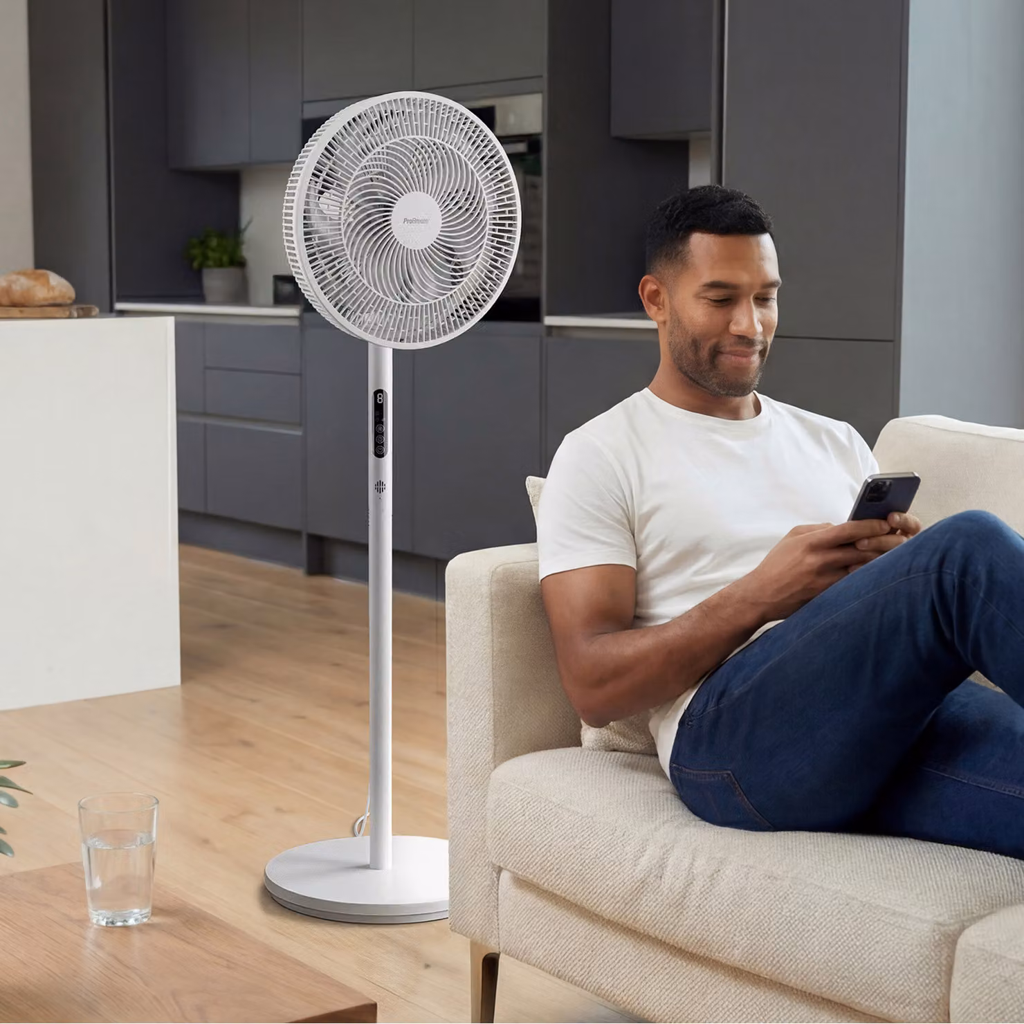 Pro Breeze AirFlo Slim 43 inch Hybrid Pedestal Fan in White with Timer – 2