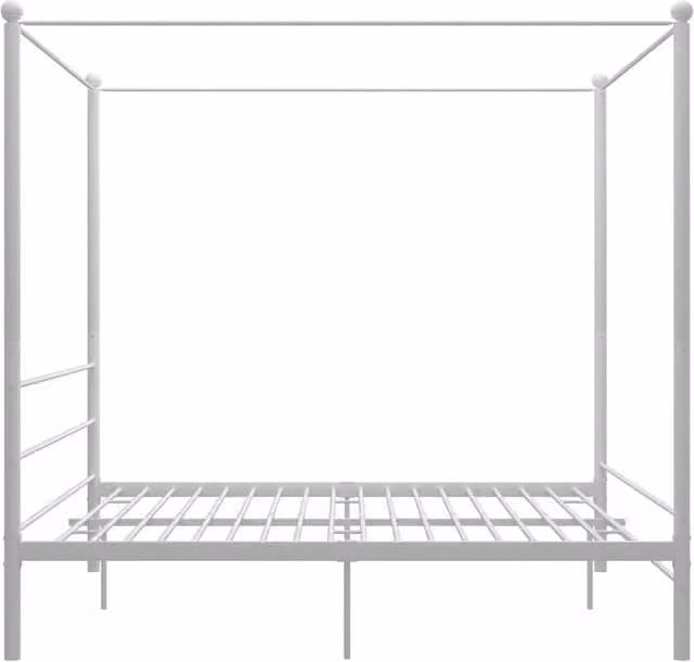 Berkfield Home Durable Metal Canopy Bed Frame in White, W/D/H: 200 x 200 x 206 cm