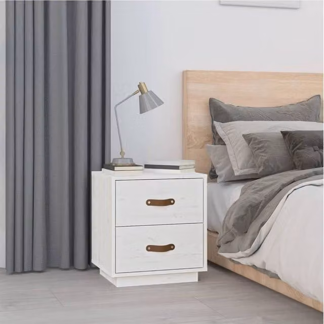 Berkfield Home Beautiful Bedside Cabinets, Set of 2, White Solid Pine Wood, W/D/H: 40 x 34 x 45 cm – 1